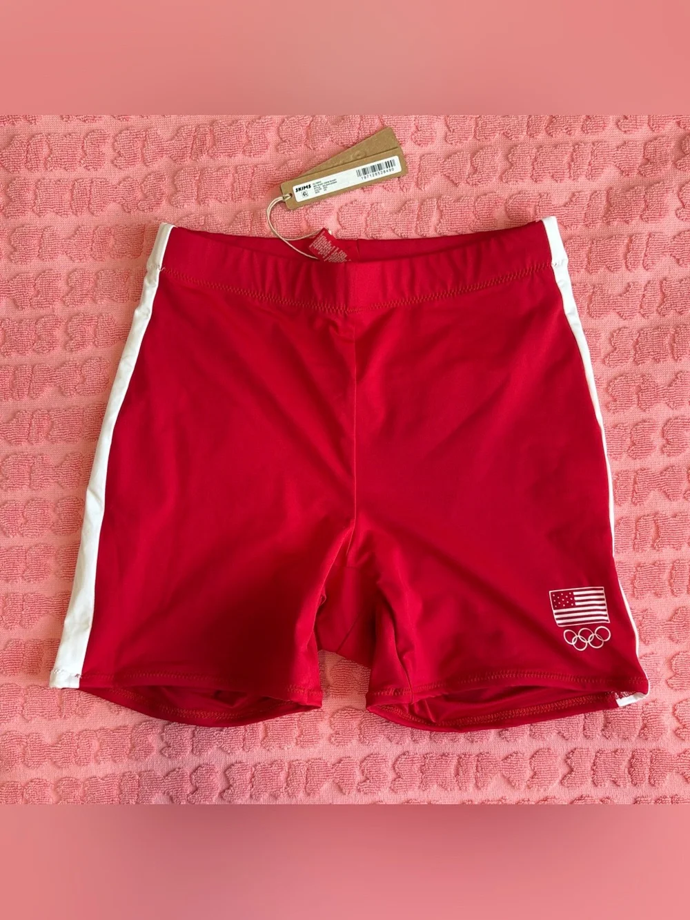 🇺🇸 SKIMS Olympic Mid Waist Swim Short | Red | XS | NWT 🏷️